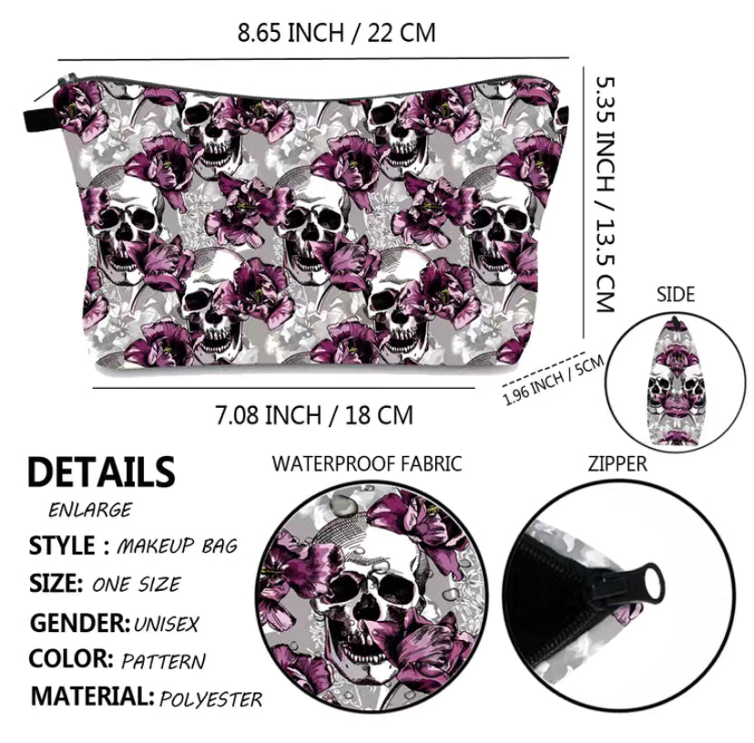 Skull Floral Makeup bag